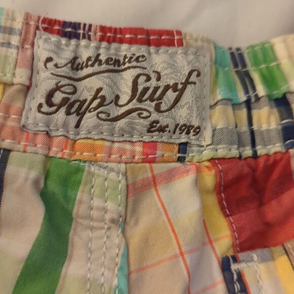Gap Y2K plaid patchwork swim shorts size 12-18 months - Picture 3 of 6